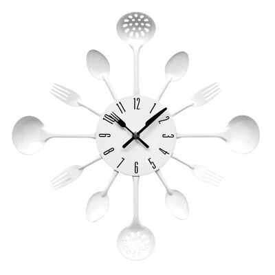 White Cutlery Metal Wall Clock