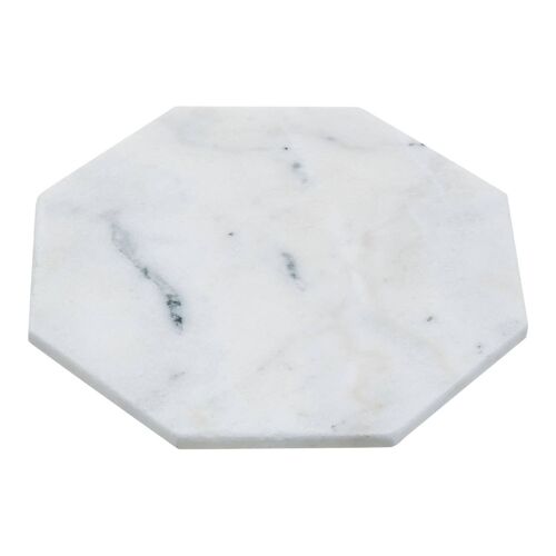 White Finish Octagonal Marble Trivet