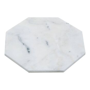 Dessous de plat en marbre octogonal au fini blanc 1