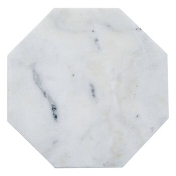 Dessous de plat en marbre octogonal au fini blanc 3