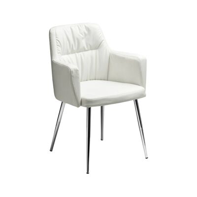 White Leather Effect Chair with Chrome Legs