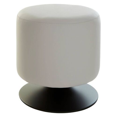 White Leather Effect Cylinder Stool