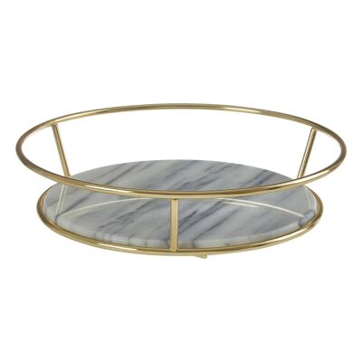 White Marble / Brass Finish Fruit Basket