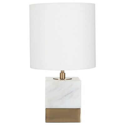 White Marble Accent Lamp with Cream Shade