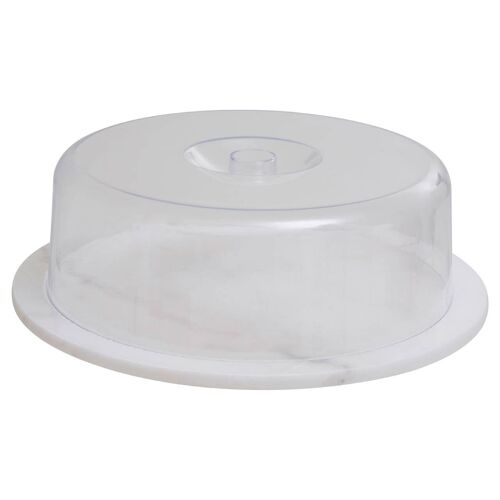 White Marble Cheese Board with Domed Lid