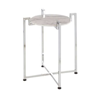 Table d'appoint en marbre blanc avec base chromée 1