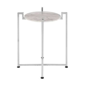 Table d'appoint en marbre blanc avec base chromée 3