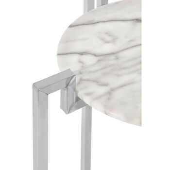 Table d'appoint en marbre blanc avec base chromée 4