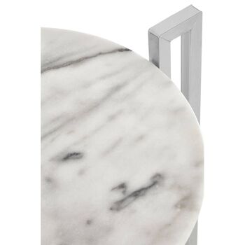 Table d'appoint en marbre blanc avec base chromée 5