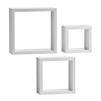 Cubes muraux en MDF et revêtement PVC blancs - Lot de 3 2