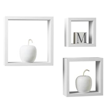 Cubes muraux en MDF et revêtement PVC blancs - Lot de 3 8