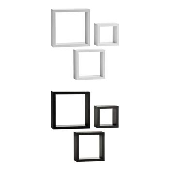 Cubes muraux en MDF et revêtement PVC blancs - Lot de 3 10