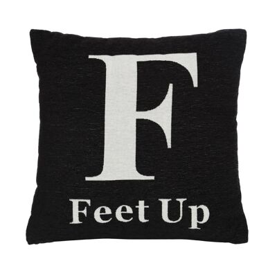 Words 'Feet Up' Black Cushion