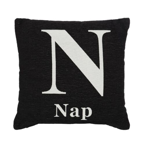 Words 'Nap' Black Cushion