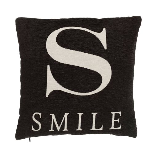 Words 'Smile' Black Cushion