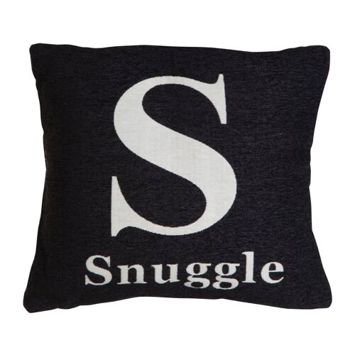 Words 'Snuggle' Black Cushion