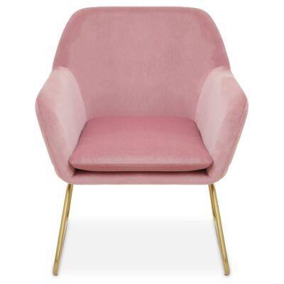 Xander Pink Velvet Bushed Gold Armchair