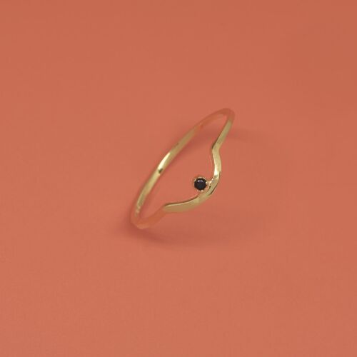 curved black ring - Gold