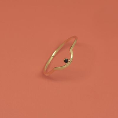 anillo curvo negro - Oro