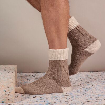 Slouch-Socken aus Kaschmir-Mix – Pilz / Hafer