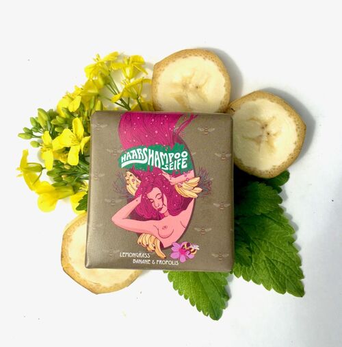 Handgemachte Bananen-Lemongras-Haarseife mit Propolis