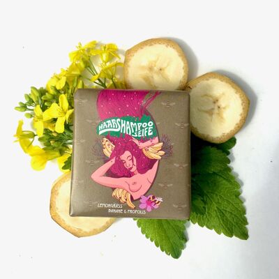 Savon capillaire fait main à la banane, à la citronnelle et à la propolis