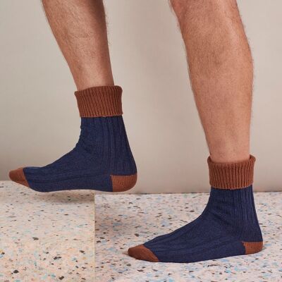 Chaussettes Souples En Cachemire Mix - Marine / Cuivre