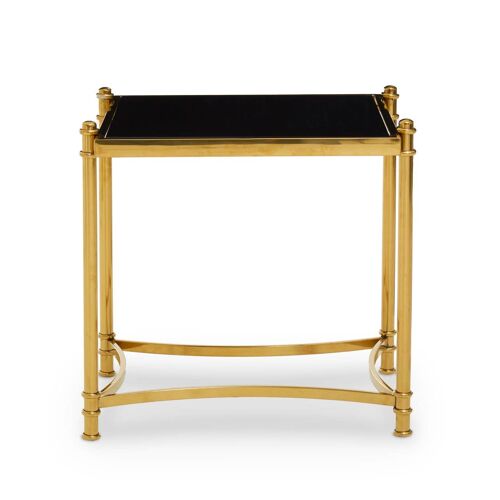 Ackley Black Glass and Gold Frame Side Table.