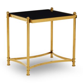 Ackley Black Glass and Gold Frame Side Table. 3