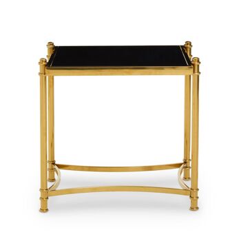 Ackley Black Glass and Gold Frame Side Table. 5