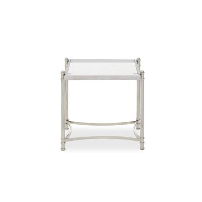 Ackley Clear Glass and Silver Frame Side Table.