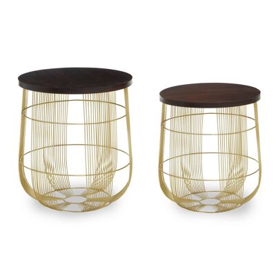 Agra Set of 2 Brass Finish Side Tables