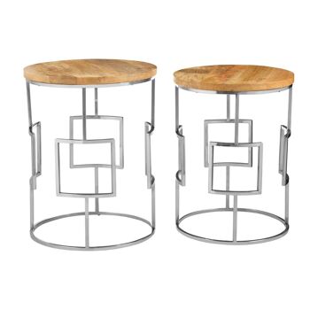 Agra Set of 2 Square Design Side Tables 2