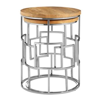 Agra Set of 2 Square Design Side Tables 4