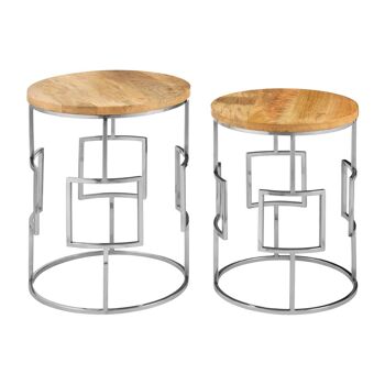 Agra Set of 2 Square Design Side Tables 7