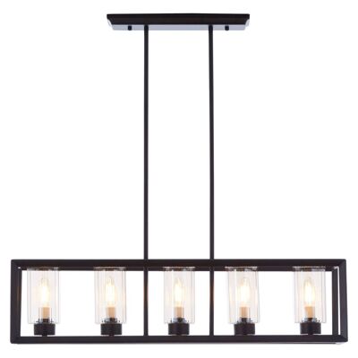 Aliko 5 Bulb Matte Black Pendant Lamp