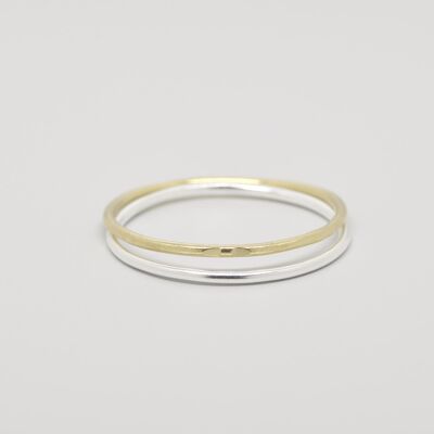 set di anelli bicolore - argento/oro