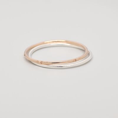 juego de anillos bicolor - plata/oro rosa