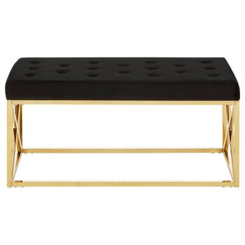 Allure Black Tufted Seat / Gold Finish Bench 2