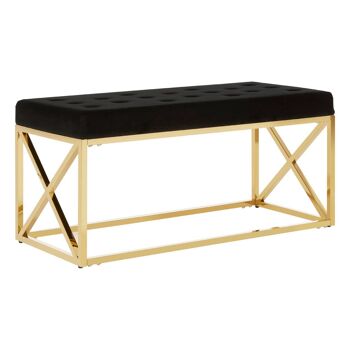 Allure Black Tufted Seat / Gold Finish Bench 3