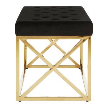 Allure Black Tufted Seat / Gold Finish Bench 4