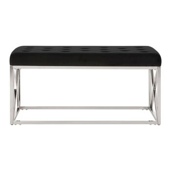 Allure Black Tufted Seat / Silver Finish Bench 1