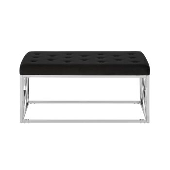 Allure Black Tufted Seat / Silver Finish Bench 2