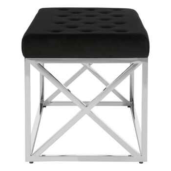 Allure Black Tufted Seat / Silver Finish Bench 3
