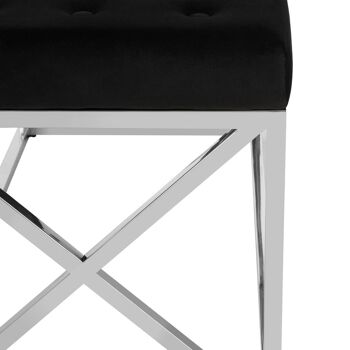 Allure Black Tufted Seat / Silver Finish Bench 4