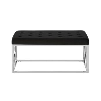 Allure Black Tufted Seat / Silver Finish Bench 6