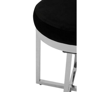 Allure Black Velvet / Silver Finish Round Stool 3