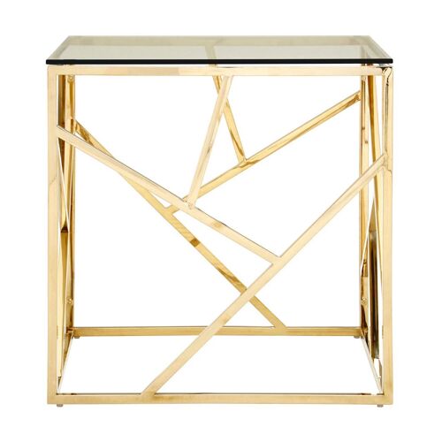 Allure Champagne Gold Geometric End Table