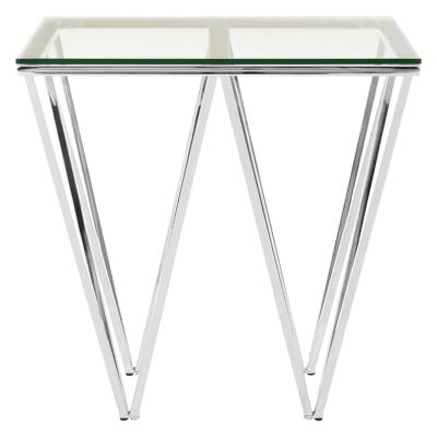 Allure Chrome End Table with Triangular Base