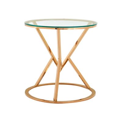Allure Corseted Round Rose Gold End Table